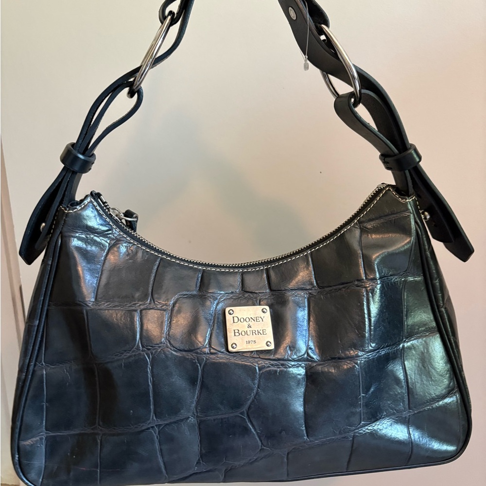 Dooney & Bourke Black Croc-Embossed Shoulder Bag